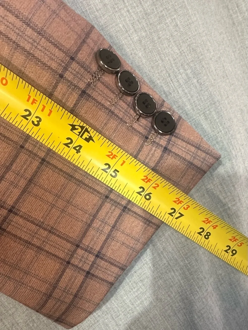 Men's Cloudstyle Plaid Suit Set 2 pcs. Dark Khaki Plaid Slim Formal Sz XXL